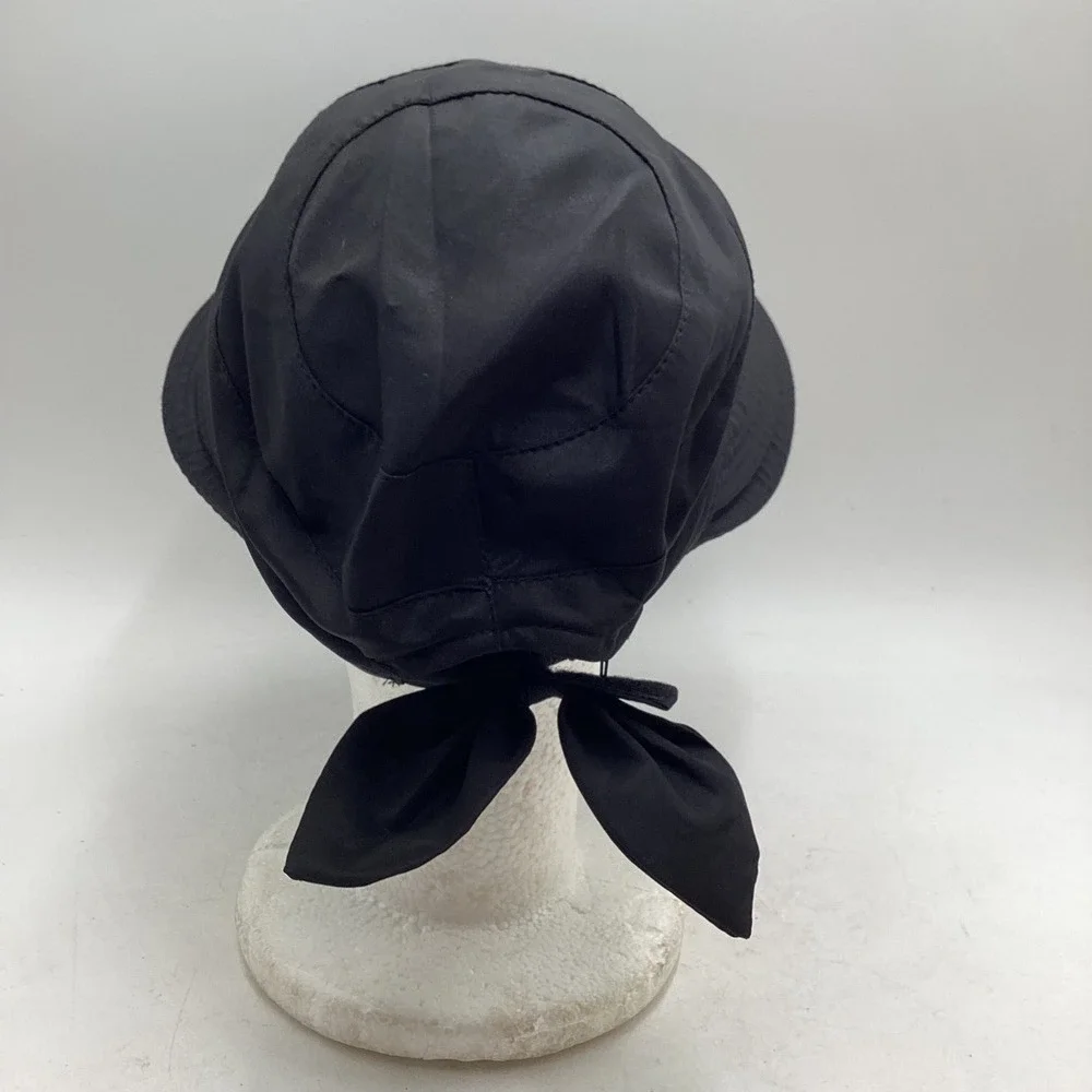 SunCube Black Wide Brim Sun Hat Visor 2-in-1 Removable Top Packable Bow Detail